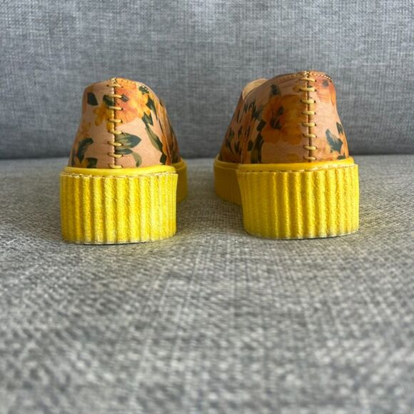 EUC PF16 Yellow Floral Platform Sneakers Size 6 Boho Grunge Creepers Chunky Sole - Picture 4 of 9